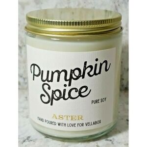 Vellabox 8oz Soy‎ Jar Candle Aster Pumpkin Spice Scent NEW Hand Poured